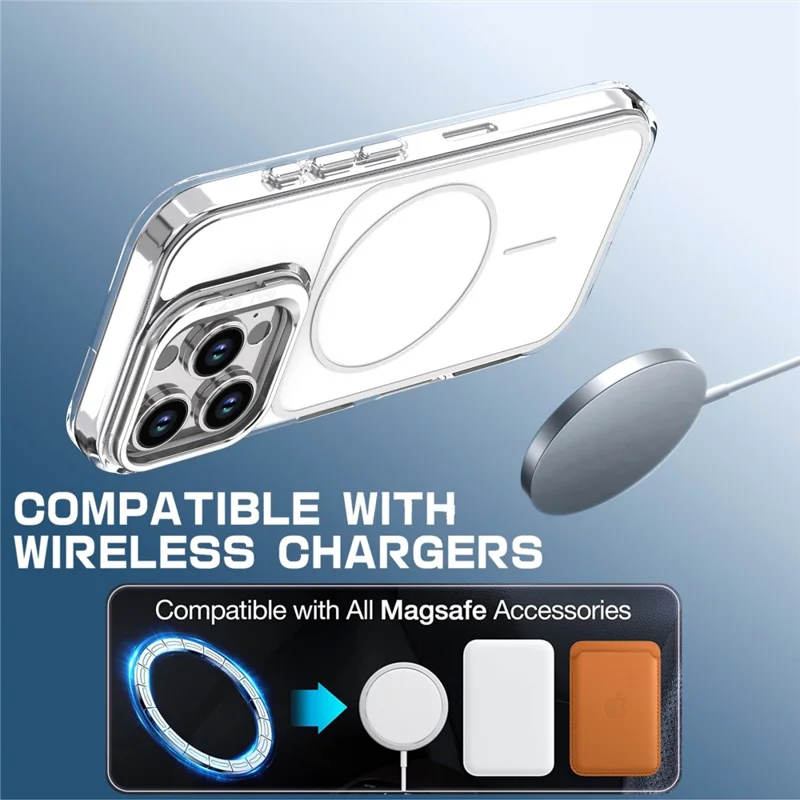 For iPhone 16 Pro Case Compatible with MagSafe Lens Kickstand TPU Acrylic Phone Cover with Matching Hand Strap - White