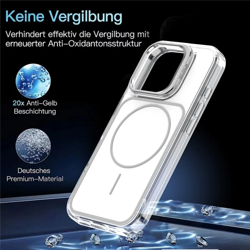 For iPhone 16 Pro Case Compatible with MagSafe Lens Kickstand TPU Acrylic Phone Cover with Matching Hand Strap - White