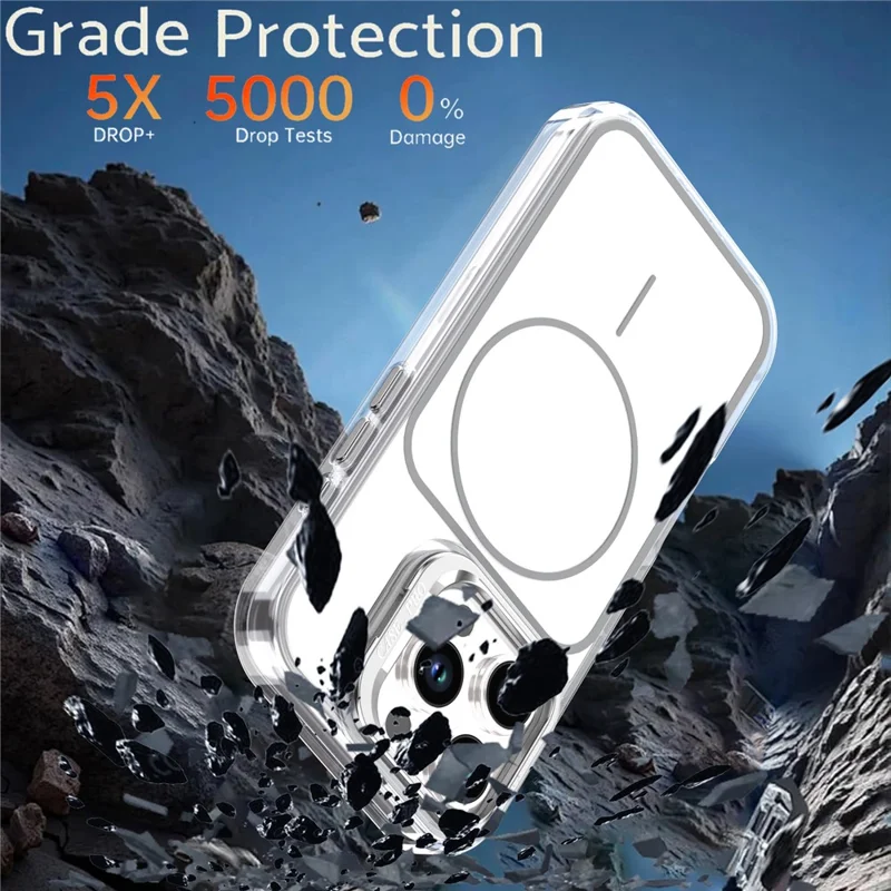 For iPhone 16 Pro Case Compatible with MagSafe Lens Kickstand TPU Acrylic Phone Cover with Matching Hand Strap - White