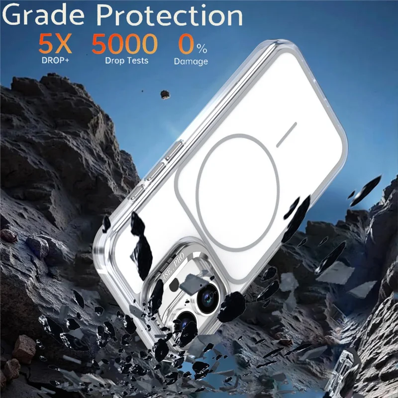 For iPhone 16 Case Compatible with MagSafe Lens Kickstand TPU Acrylic Phone Cover with Matching Hand Strap - White