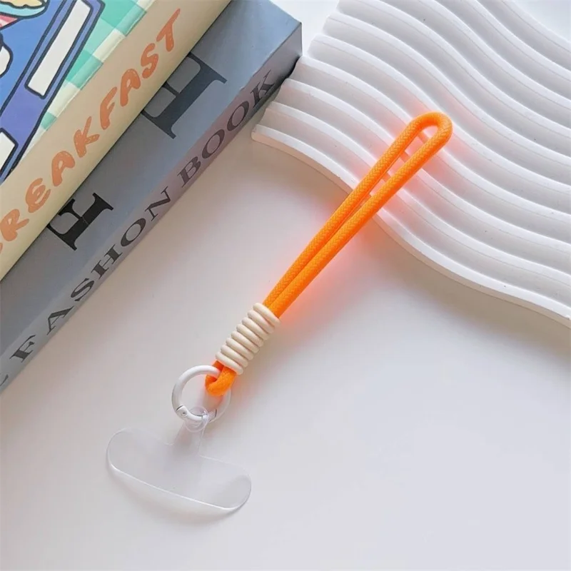 For iPhone 15 Case Compatible with MagSafe Lens Kickstand TPU Acrylic Phone Cover with Matching Hand Strap - Orange