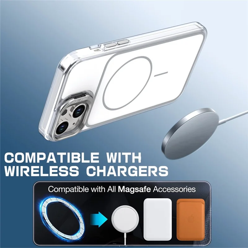 For iPhone 15 Plus Case Compatible with MagSafe Lens Kickstand TPU Acrylic Phone Cover with Matching Hand Strap - White