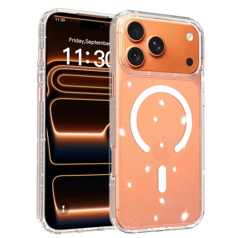 Capa Magnética para iPhone 17 Pro Max com Design Brilhante, Capa Transparente Resistente a Quedas em TPU PC PET