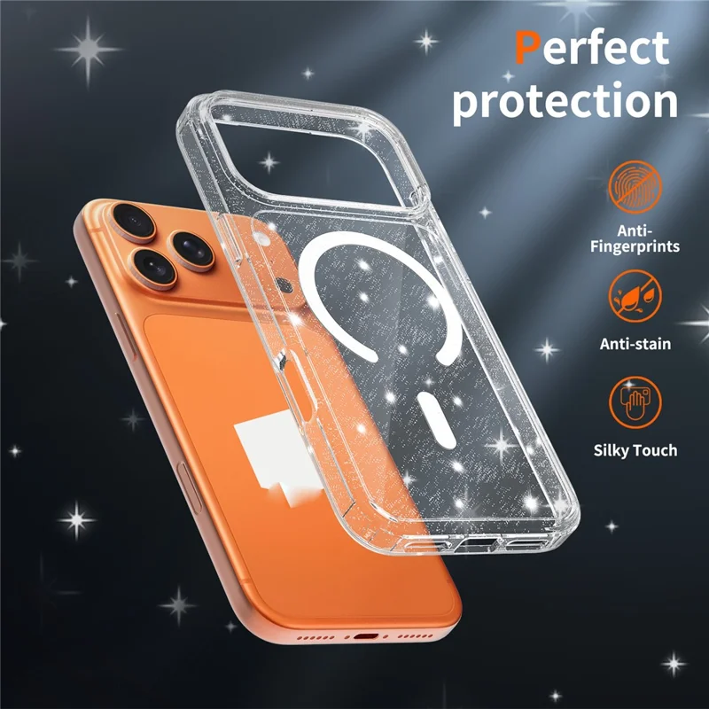Capa Magnética para iPhone 17 Pro Max com Design Brilhante, Capa Transparente Resistente a Quedas em TPU PC PET