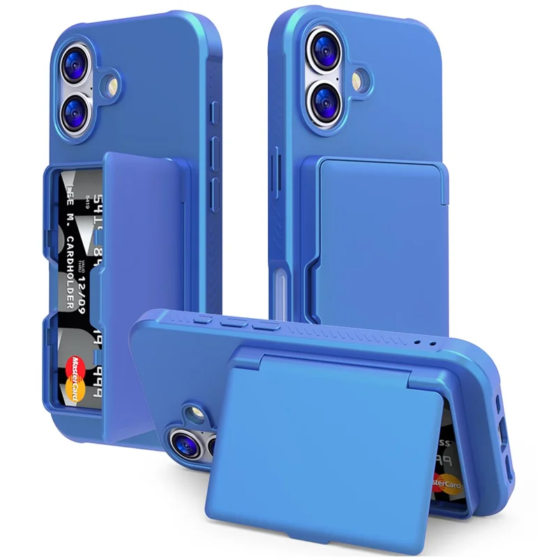 Cover per iPhone 17 con Portatessere / Specchio / Supporto TPU + PC - Blu Navy
