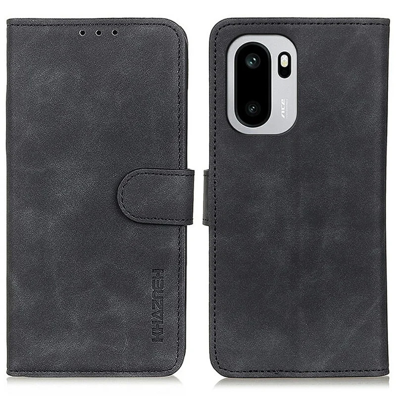 Funda KHAZNEH de cuero PU para OnePlus Ace 6 5G / Ace 6T 5G / 15R 5G, funda retro de textura vintage para teléfono - Negro