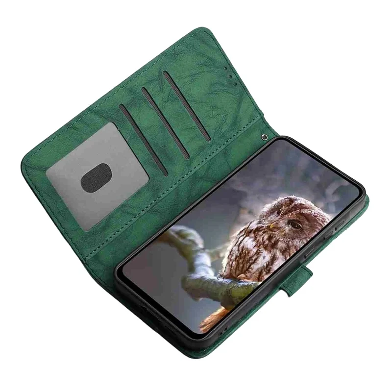 For iPhone 16 Pro Leather Case Butterfly Flower Imprinted Wallet Stand Flip Phone Cover with Wrist Strap - Green