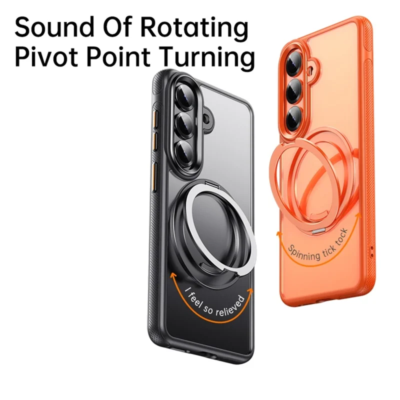 For Samsung Galaxy S26+ Magnetic Case Rotating Gear Pivot Kickstand PC + TPU Phone Back Cover - Matte Black