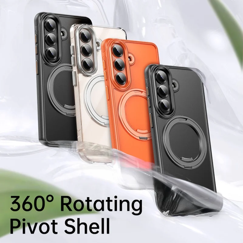 For Samsung Galaxy S26 Magnetic Case Rotating Gear Pivot Kickstand PC + TPU Phone Back Cover - Matte Black