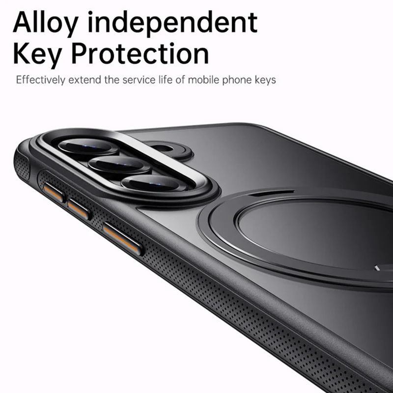 For Samsung Galaxy S26 Magnetic Case Rotating Gear Pivot Kickstand PC + TPU Phone Back Cover - Matte Black