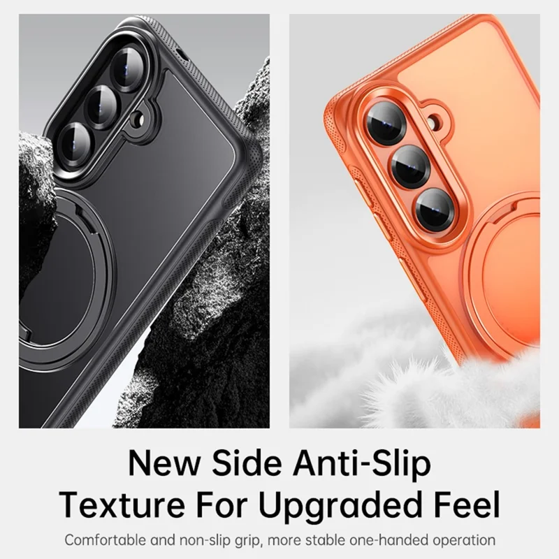 For Samsung Galaxy S26 Magnetic Case Rotating Gear Pivot Kickstand PC + TPU Phone Back Cover - Matte Black