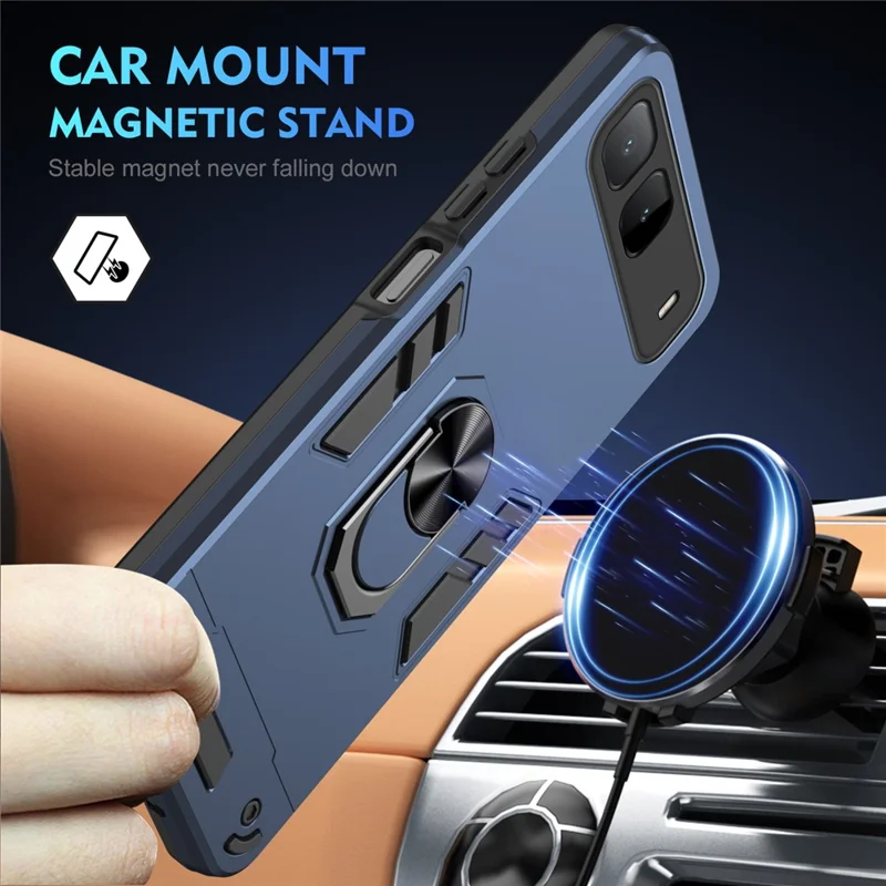 Phone Case For TECNO Spark Go 5G  /  Infinix Hot 60i 5G PC + TPU Drop Defend Phone Cover with Ring Kickstand  - Blue