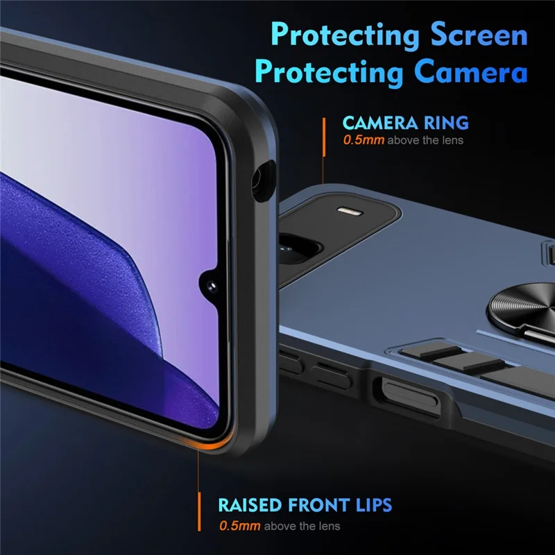 Phone Case For TECNO Spark Go 5G  /  Infinix Hot 60i 5G PC + TPU Drop Defend Phone Cover with Ring Kickstand  - Blue