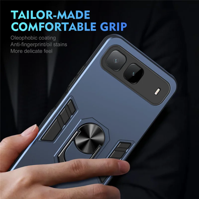 Phone Case For TECNO Spark Go 5G  /  Infinix Hot 60i 5G PC + TPU Drop Defend Phone Cover with Ring Kickstand  - Blue
