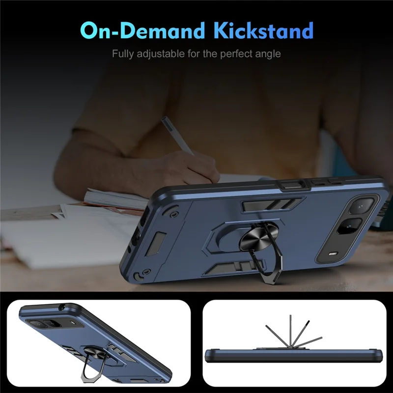 Phone Case For TECNO Spark Go 5G  /  Infinix Hot 60i 5G PC + TPU Drop Defend Phone Cover with Ring Kickstand  - Blue
