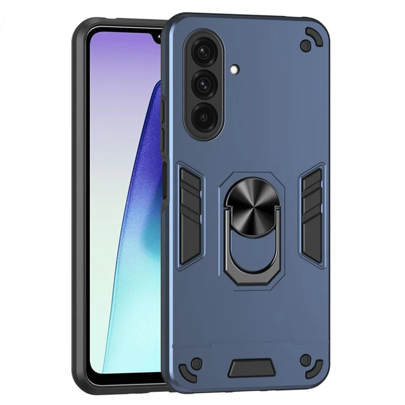 Samsung Galaxy A37 hoesje PC + TPU valbescherming telefoonhoesje met ringstandaard - Blauw