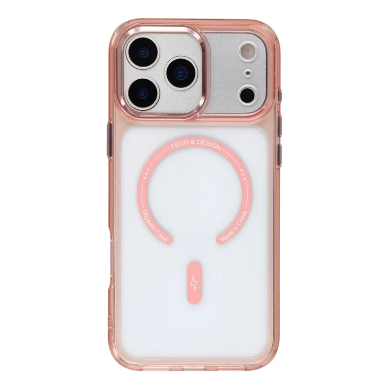 Capa Magnética JAUCASE para iPhone 17 Pro, Capa de Telemóvel Resistente em TPU e PC, Compatível com MagSafe - Rosa Transparente