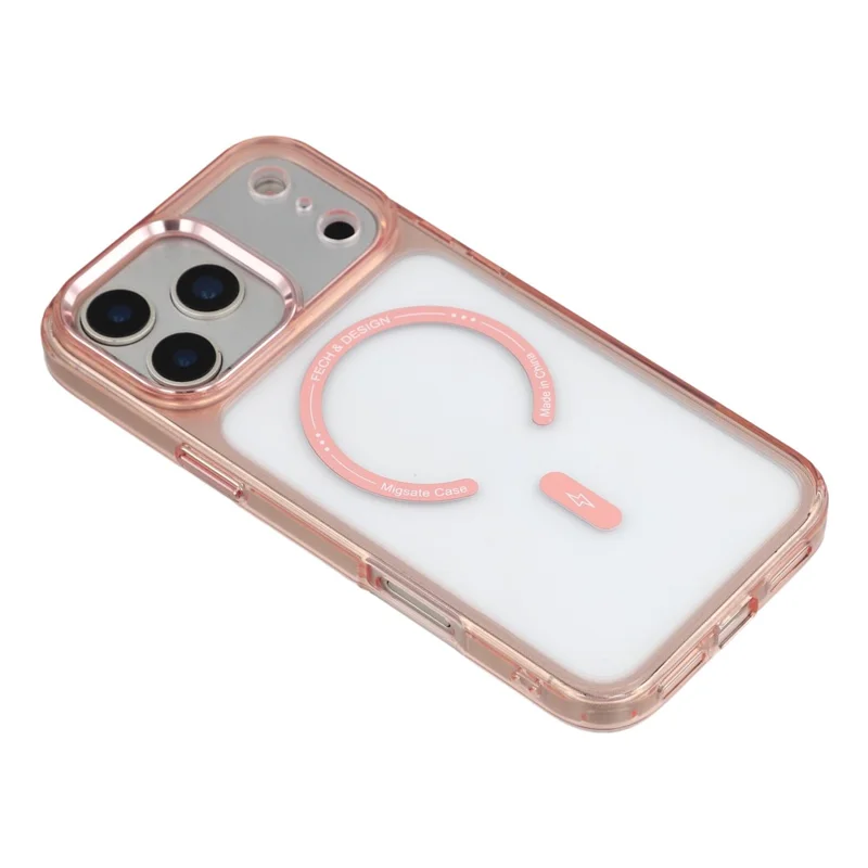 Capa Magnética JAUCASE para iPhone 17 Pro, Capa de Telemóvel Resistente em TPU e PC, Compatível com MagSafe - Rosa Transparente