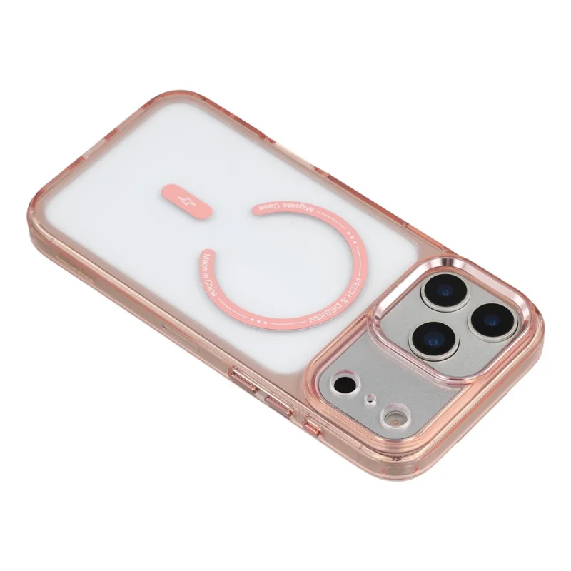 Capa Magnética JAUCASE para iPhone 17 Pro, Capa de Telemóvel Resistente em TPU e PC, Compatível com MagSafe - Rosa Transparente
