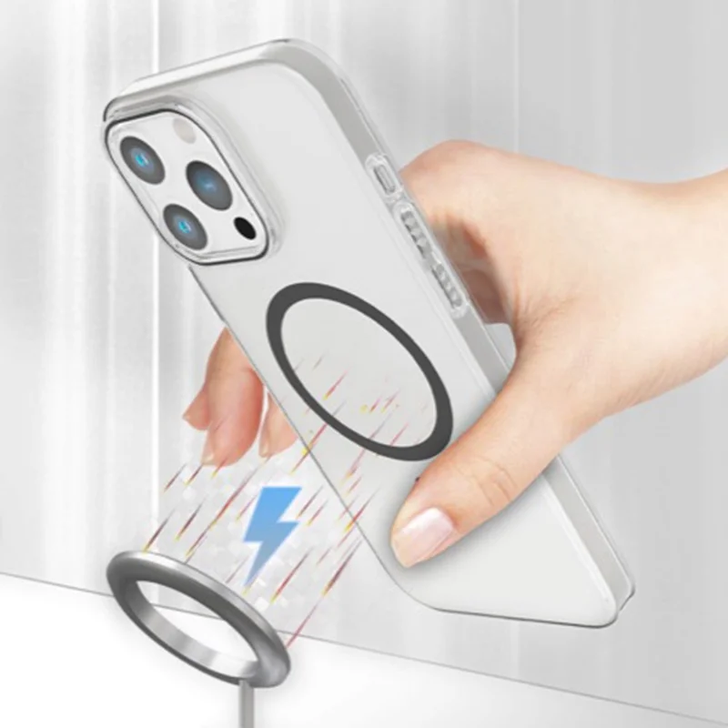 For iPhone 16 Pro Clear Magnetic Case Hard PC Phone Protective Back Cover Compatible with MagSafe - Blue