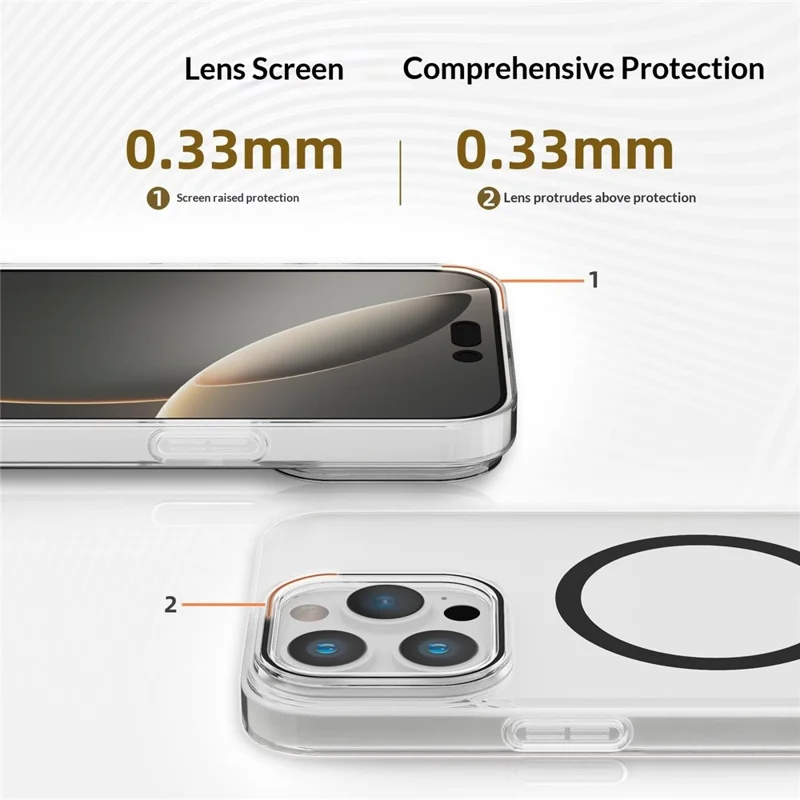 For iPhone 16 Pro Max Clear Magnetic Case Hard PC Phone Protective Back Cover Compatible with MagSafe - Blue