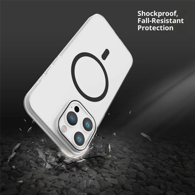 For iPhone 16 Pro Max Clear Magnetic Case Hard PC Phone Protective Back Cover Compatible with MagSafe - Blue