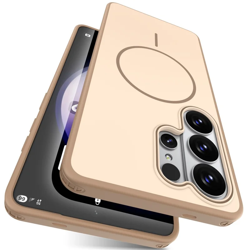 Bulk Purchasing For Samsung Galaxy S24 Ultra Magnetic Case Matte Skin Touch  PC + TPU Anti-drop Phone Back Cover - Khaki