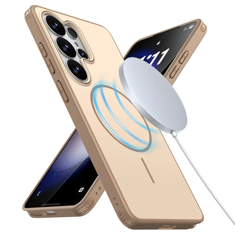 Bulk Purchasing For Samsung Galaxy S24 Ultra Magnetic Case Matte Skin Touch  PC + TPU Anti-drop Phone Back Cover - Khaki