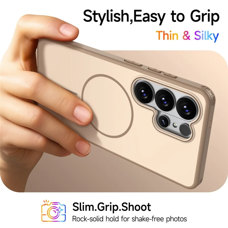 Bulk Purchasing For Samsung Galaxy S24 Ultra Magnetic Case Matte Skin Touch  PC + TPU Anti-drop Phone Back Cover - Khaki