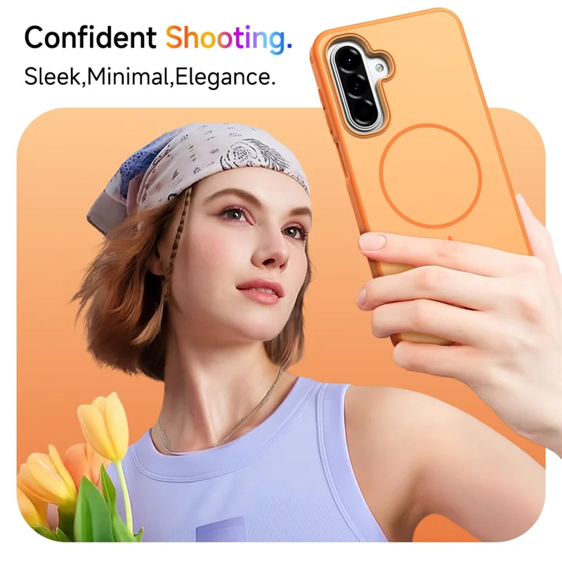 Bulk Purchasing Magnetic Case For Samsung	Galaxy A17 5G  /  A16 5G  /  A16 4G  /  M17 5G  /  F17 5G Matte Skin Touch  PC + TPU Anti-drop Phone Back Cover - Orange