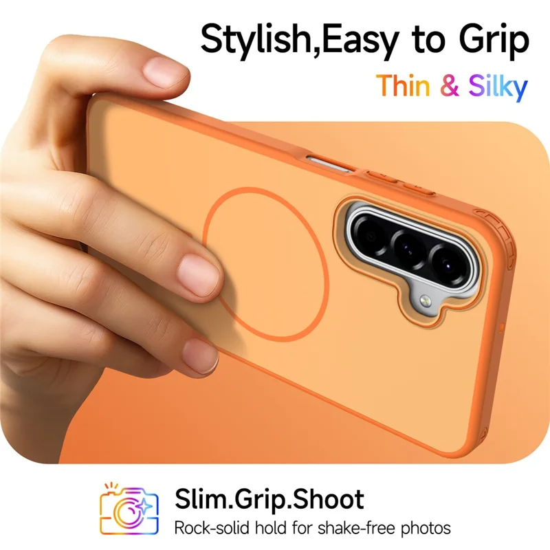 Bulk Purchasing Magnetic Case For Samsung	Galaxy A17 5G  /  A16 5G  /  A16 4G  /  M17 5G  /  F17 5G Matte Skin Touch  PC + TPU Anti-drop Phone Back Cover - Orange