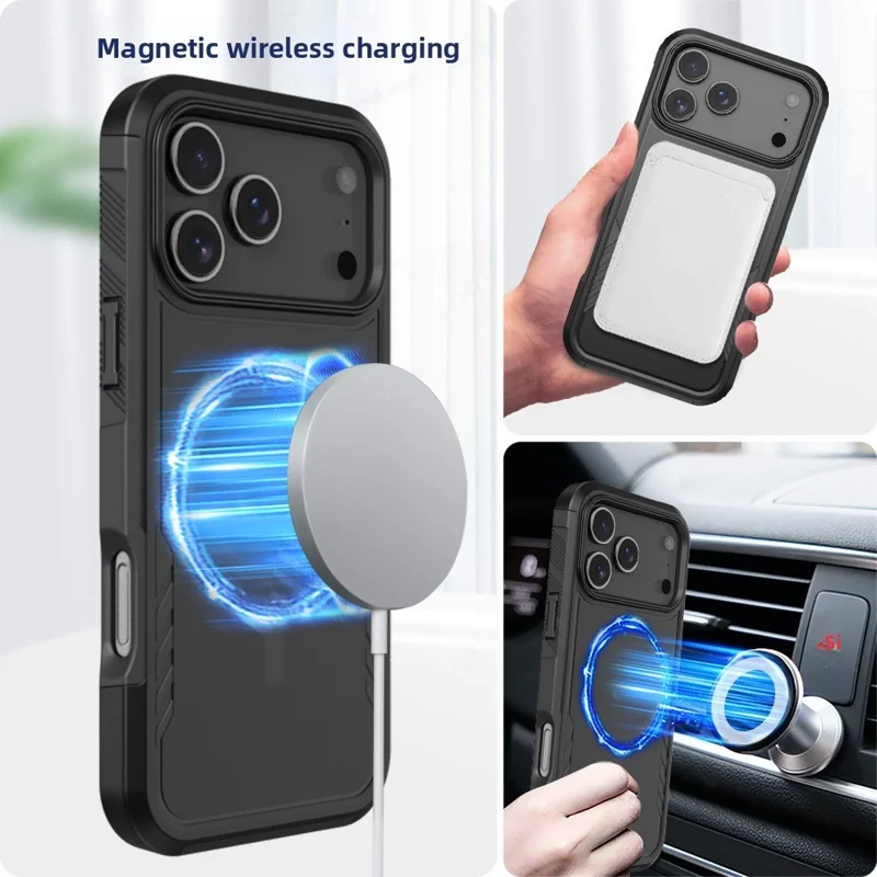 Funda magnética para iPhone 17 Pro Max, carcasa mate resistente a impactos de PC + TPU