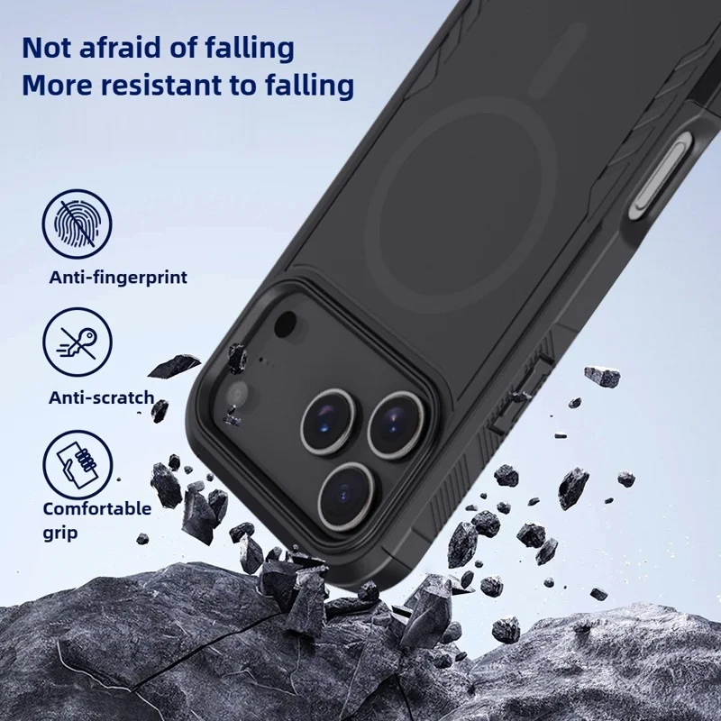 Funda magnética para iPhone 17 Pro Max, carcasa mate resistente a impactos de PC + TPU