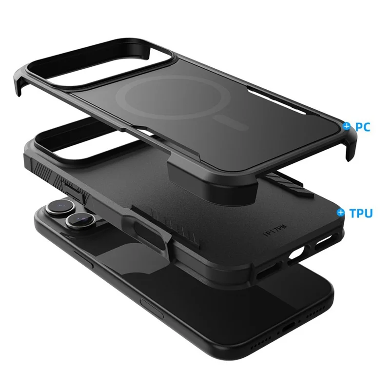 Funda magnética para iPhone 17 Pro Max, carcasa mate resistente a impactos de PC + TPU