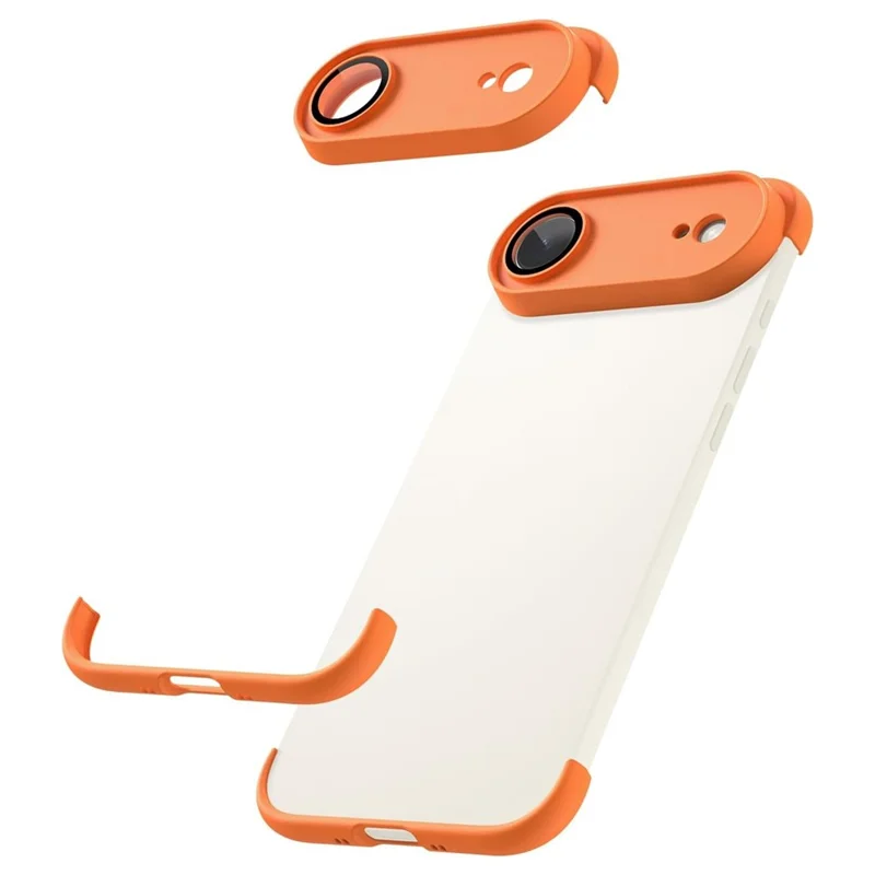 For iPhone Air Case Frameless Phone Corner Pad TPU Bumper Cover with Camera Lens Protector - Orange