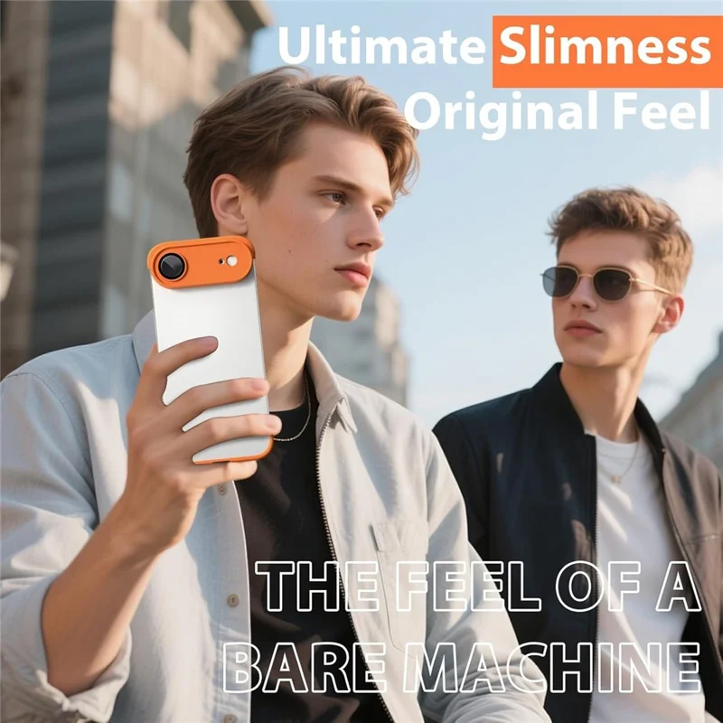 For iPhone Air Case Frameless Phone Corner Pad TPU Bumper Cover with Camera Lens Protector - Orange