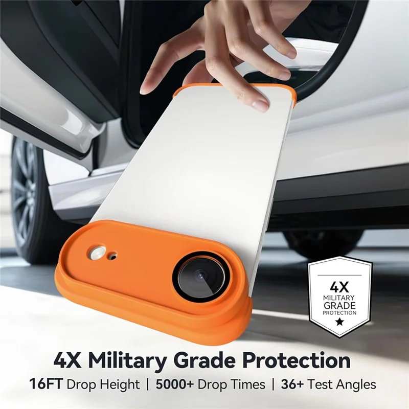 For iPhone Air Case Frameless Phone Corner Pad TPU Bumper Cover with Camera Lens Protector - Orange