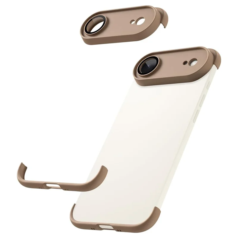 For iPhone Air Case Frameless Phone Corner Pad TPU Bumper Cover with Camera Lens Protector - Desert Gold