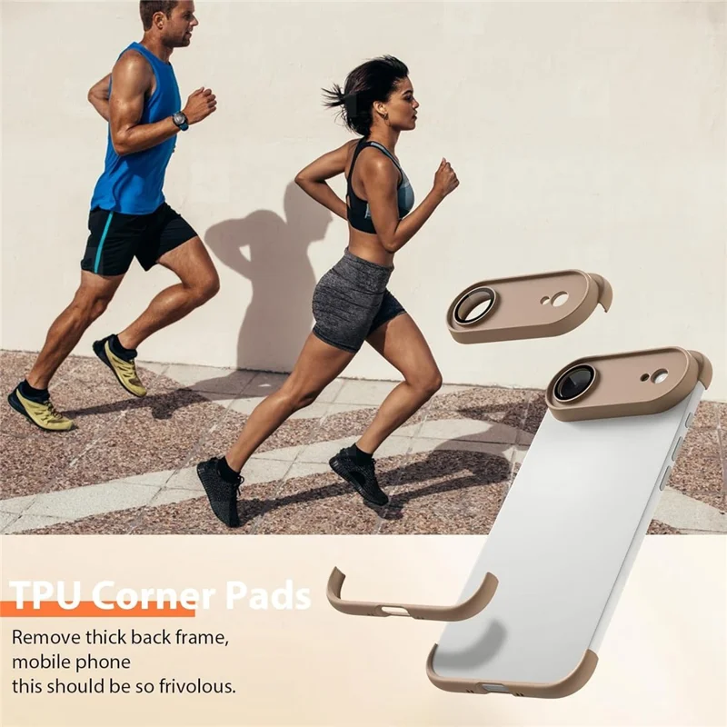 For iPhone Air Case Frameless Phone Corner Pad TPU Bumper Cover with Camera Lens Protector - Desert Gold