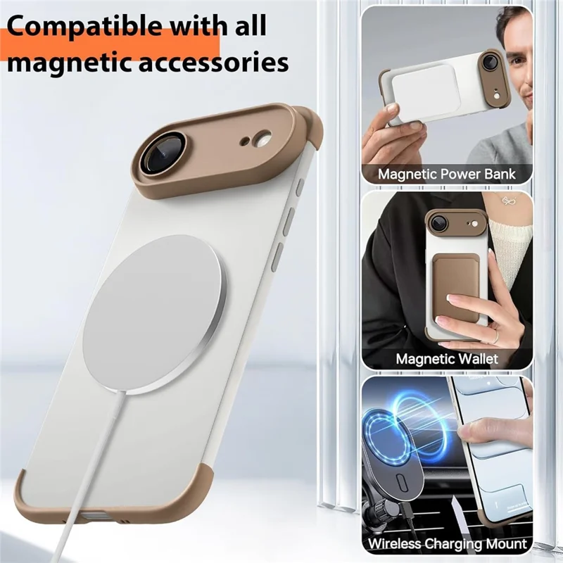 For iPhone Air Case Frameless Phone Corner Pad TPU Bumper Cover with Camera Lens Protector - Desert Gold
