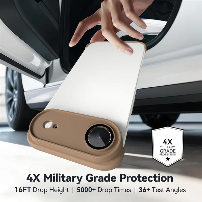 For iPhone Air Case Frameless Phone Corner Pad TPU Bumper Cover with Camera Lens Protector - Desert Gold