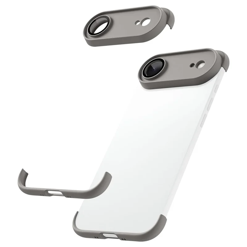 For iPhone Air Case Frameless Phone Corner Pad TPU Bumper Cover with Camera Lens Protector - Titanium Grey