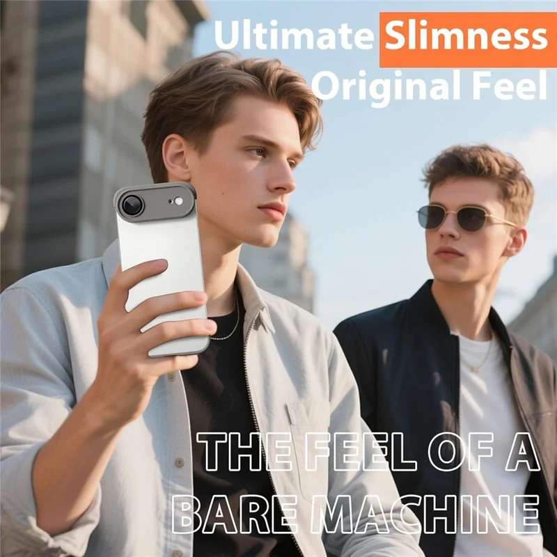 For iPhone Air Case Frameless Phone Corner Pad TPU Bumper Cover with Camera Lens Protector - Titanium Grey