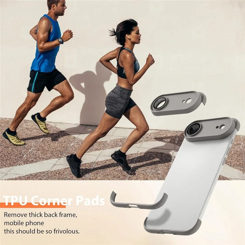 For iPhone Air Case Frameless Phone Corner Pad TPU Bumper Cover with Camera Lens Protector - Titanium Grey