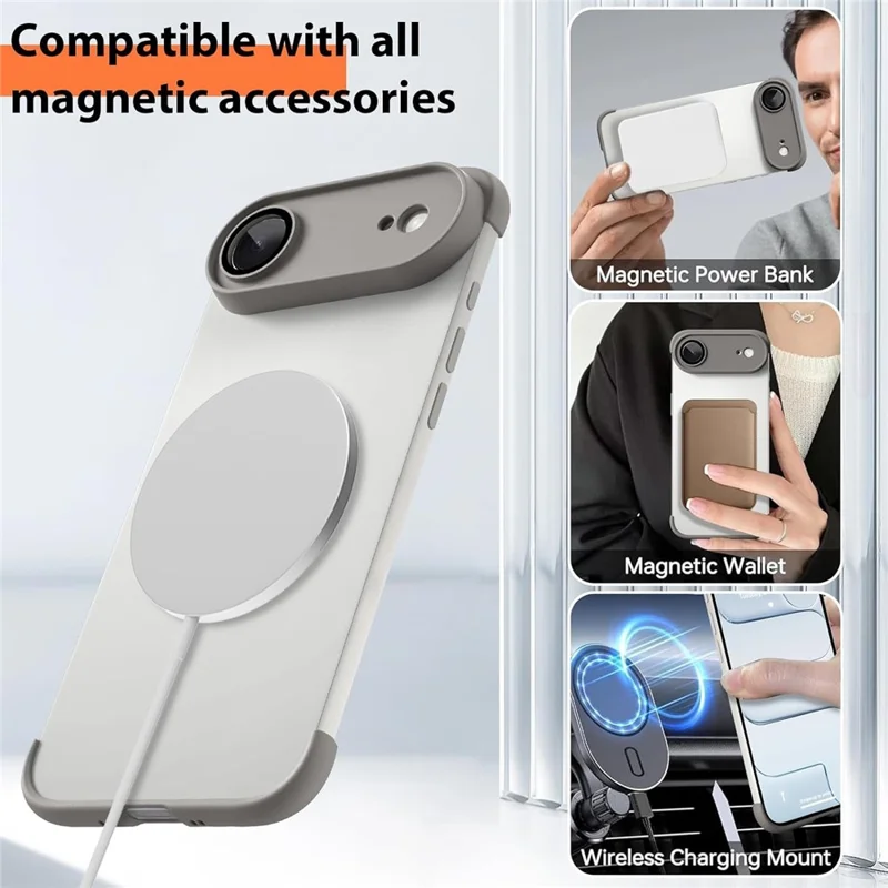For iPhone Air Case Frameless Phone Corner Pad TPU Bumper Cover with Camera Lens Protector - Titanium Grey