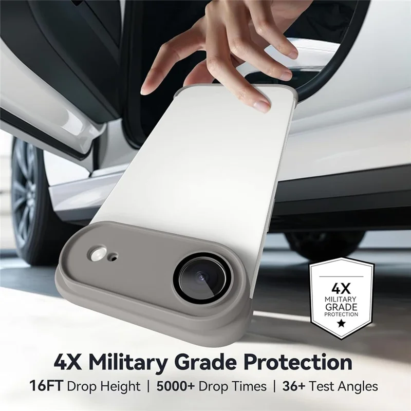 For iPhone Air Case Frameless Phone Corner Pad TPU Bumper Cover with Camera Lens Protector - Titanium Grey