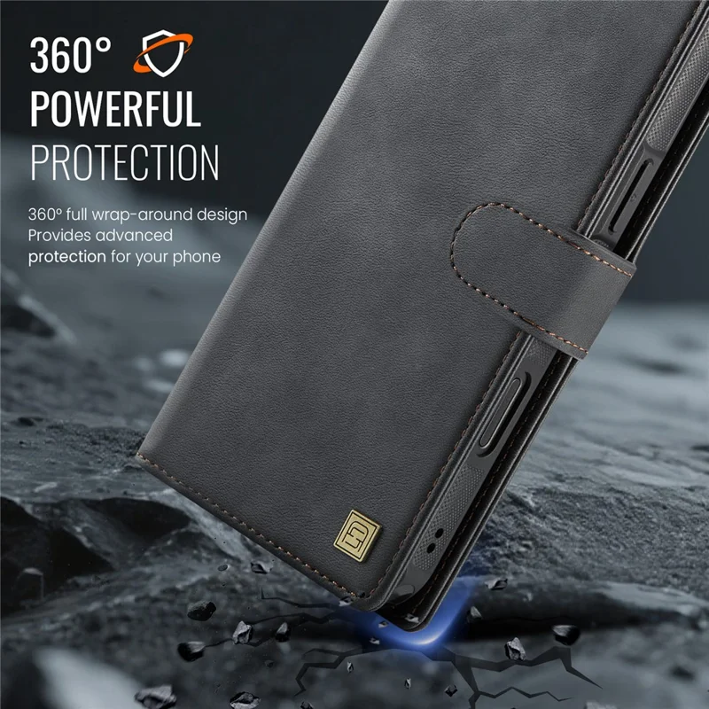 AUTSPACE A05 For iPhone 17 Pro Max Case Wallet Stand Detachable Leather Magnetic Phone Cover - Black