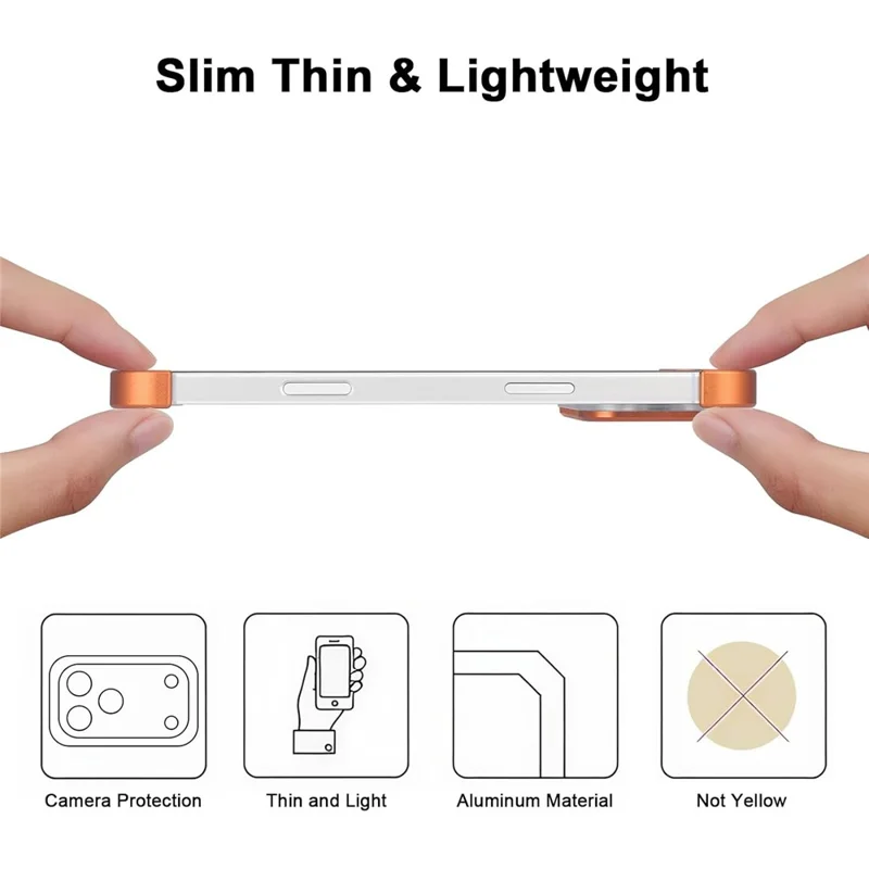 For iPhone 17 Pro Max Frameless Case Titanium Alloy Phone Corner Pad  Bumper Cover with Camera Lens Protector - Orange