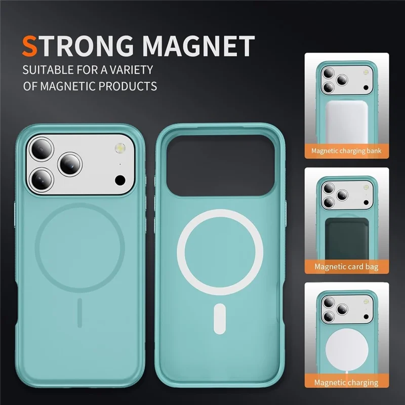 Cover per iPhone 17 Pro Max Compatibile con MagSafe in PC + TPU con Bordo Antiscivolo - Blu Bambino