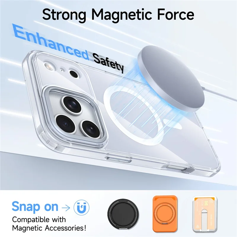 Bulk Purchasing For iPhone 17 Pro Magnetic Case TPU Acrylic Anti-drop Phone Cover with Metal Lens Frame Compatible with MagSafe  - White